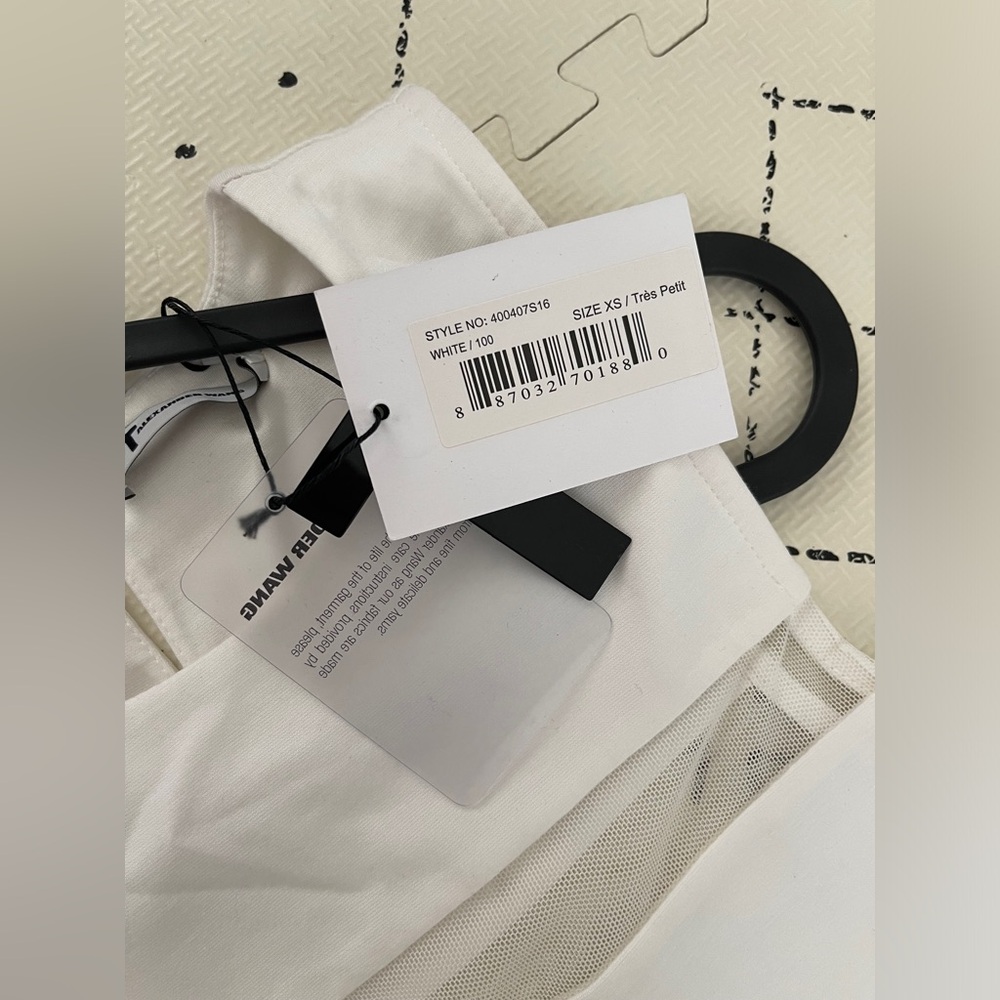 NWT T by Alexander Wang Mesh-stripe Dress, White, Size XS - Picture 10 of 11